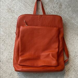 EUC Unica! 3-in-1 Orange Leather Backpack,  Crossbody, Shoulder Bag